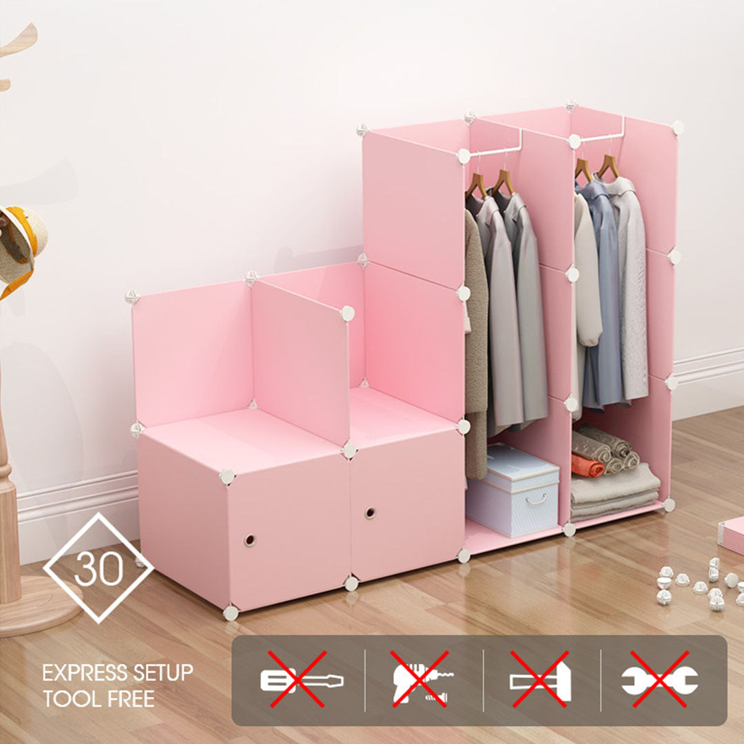 10 Cubes Princess Design Portable Wardrobe Divide-Grid Modular Storage Organiser Foldable Closet