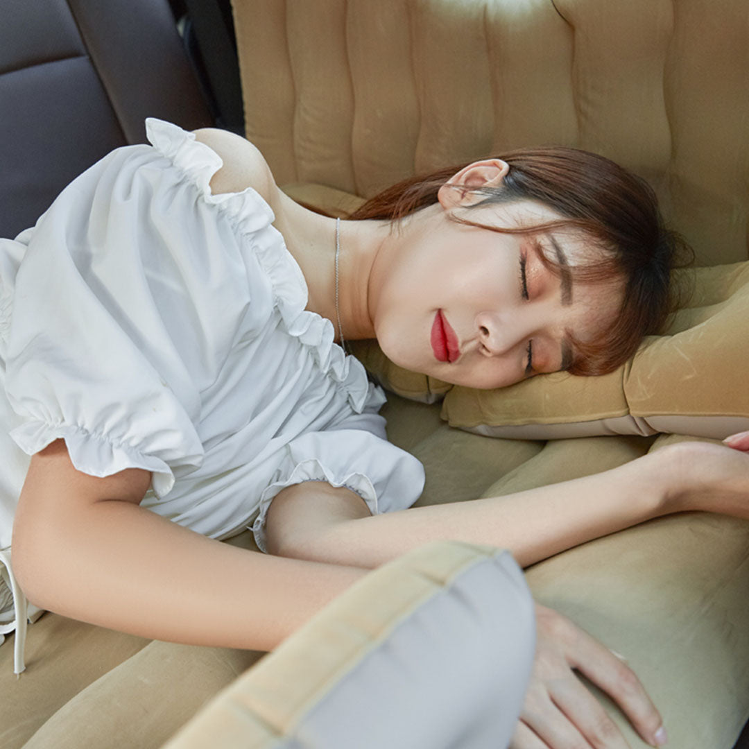 2X Beige Inflatable Car Boot Mattress Portable Camping Air Bed Travel Sleeping Essentials