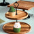 20cm 2 Tier Brown  Round Wooden Acacia  Dessert Tray Cake Snacks Cupcake Stand Buffet Serving Countertop Decor