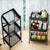 Soga 2 X 3 Tier Steel Black Foldable Kitchen Cart Multi Functional Shelves Portable Storage Organizer With Wheels
