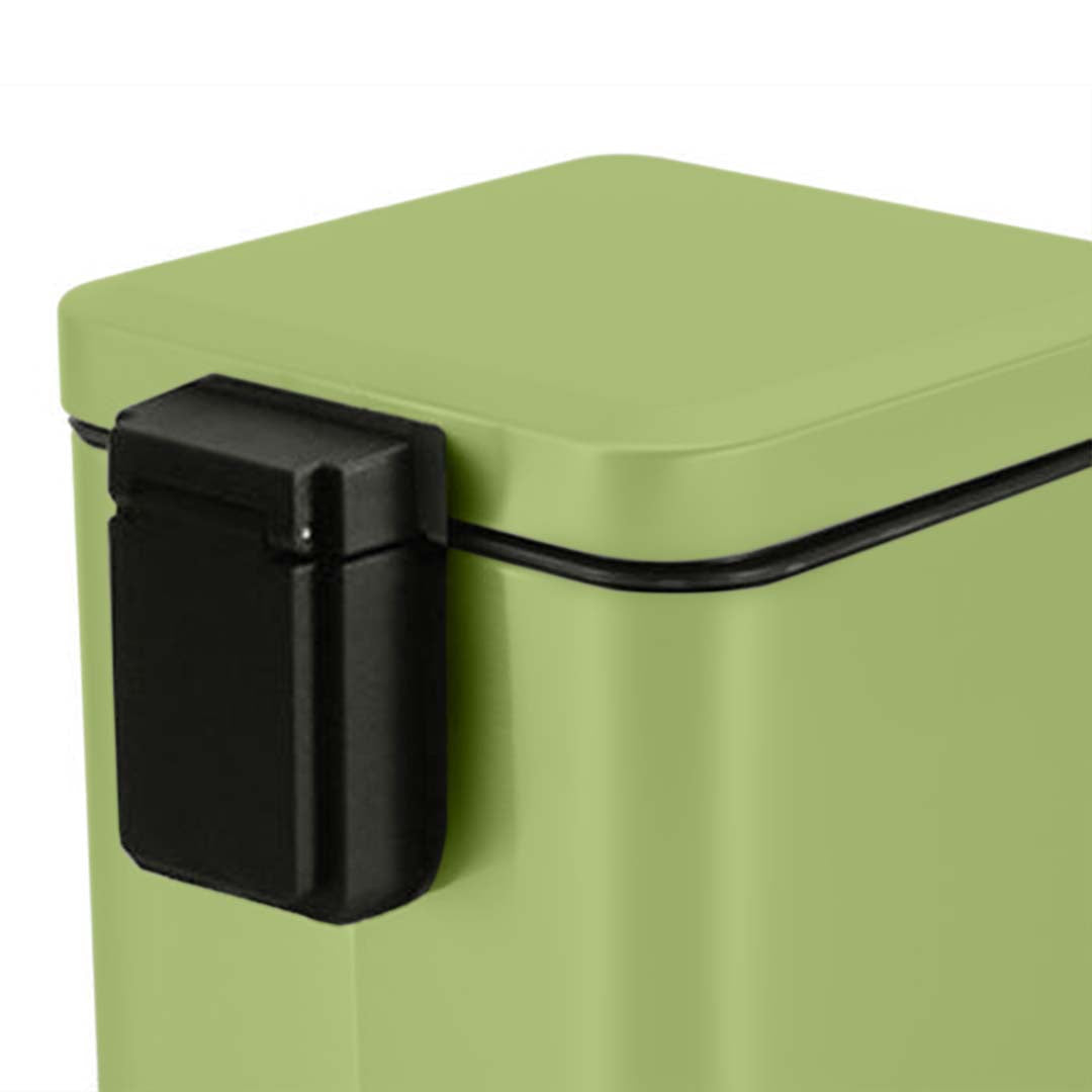 Soga 4 X 12 L Foot Pedal Stainless Steel Rubbish Recycling Garbage Waste Trash Bin Square Green