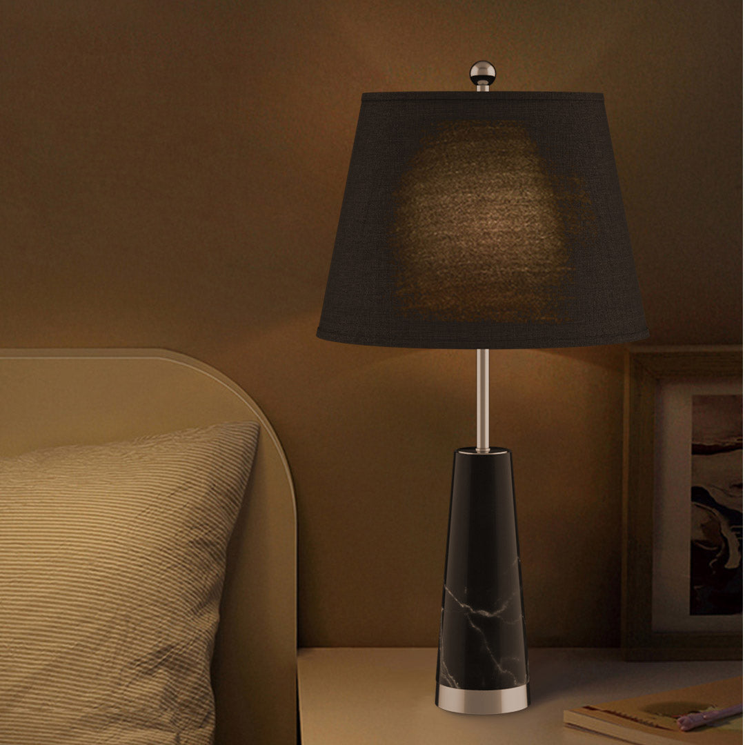 Soga 4 X 68cm Black Marble Bedside Desk Table Lamp Living Room Shade With Cone Shape Base