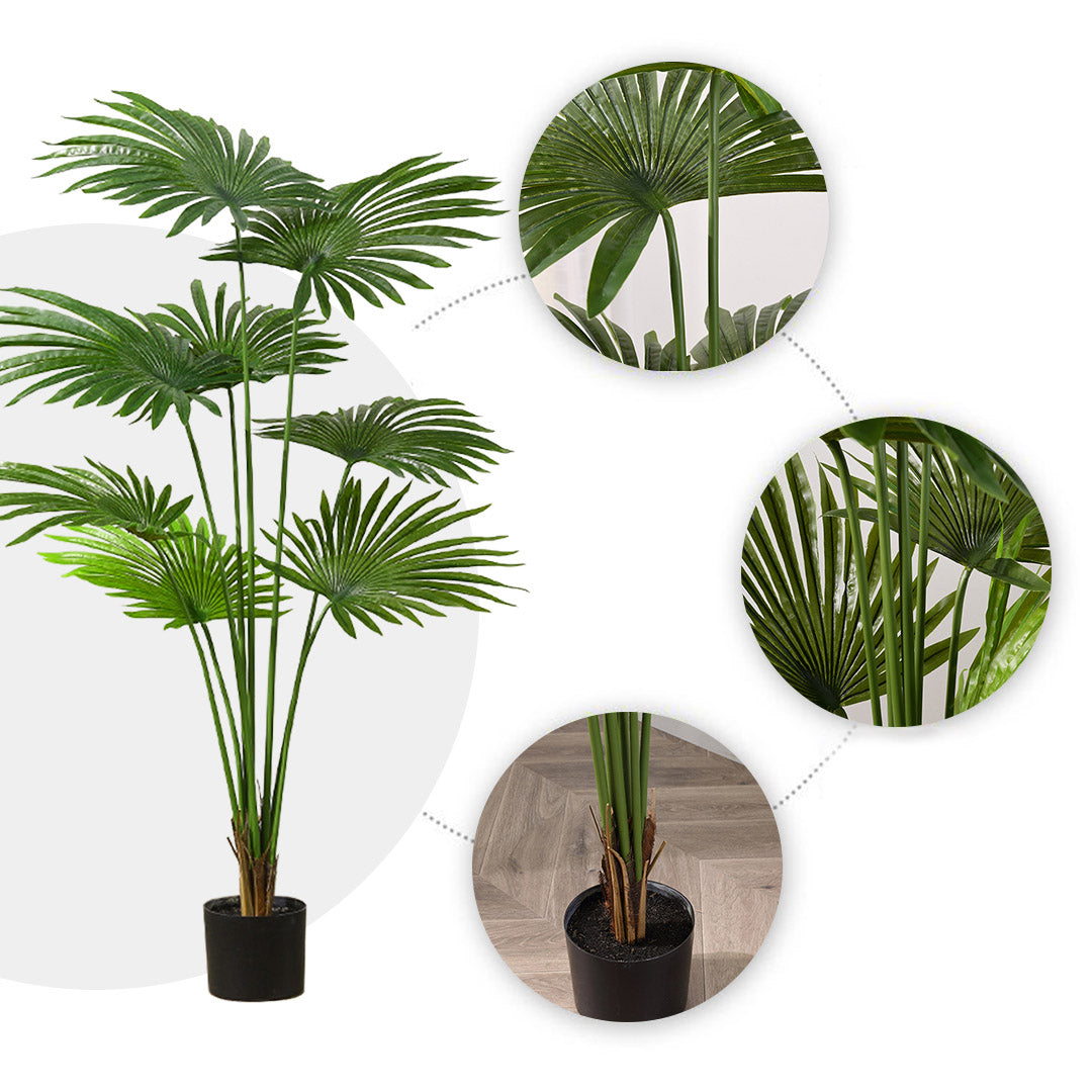 Soga 2 X 150cm Artificial Natural Green Fan Palm Tree Fake Tropical Indoor Plant Home Office Decor