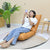2X Yellow Lounge Recliner Lazy Sofa Bed Tatami Cushion Collapsible Backrest Seat Home Office Decor