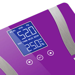 Soga 2 X Digital Body Fat Scale Bathroom Scales Weight Gym Glass Water Lcd Purple/Pink