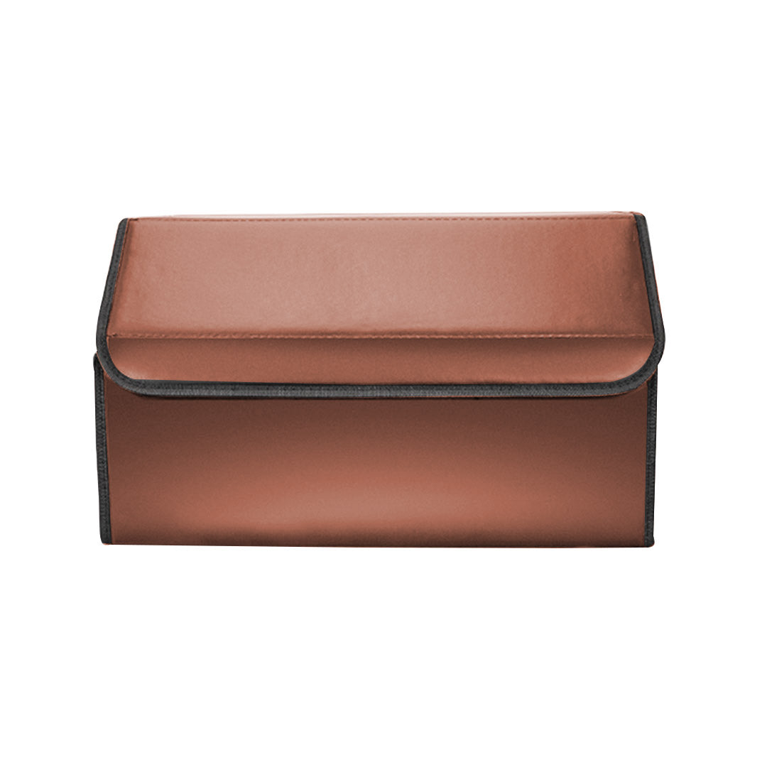 Soga 4 X Leather Car Boot Collapsible Foldable Trunk Cargo Organizer Portable Storage Box Coffee Large