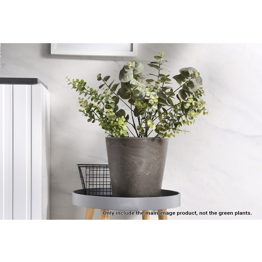 Soga 27cm Rock Grey Round Resin Plant Flower Pot In Cement Pattern Planter Cachepot For Indoor Home Office