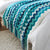 220cm Blue Zigzag Striped Throw Blanket Acrylic Wave Knitted Fringed Woven Cover Couch Bed Sofa Home Decor