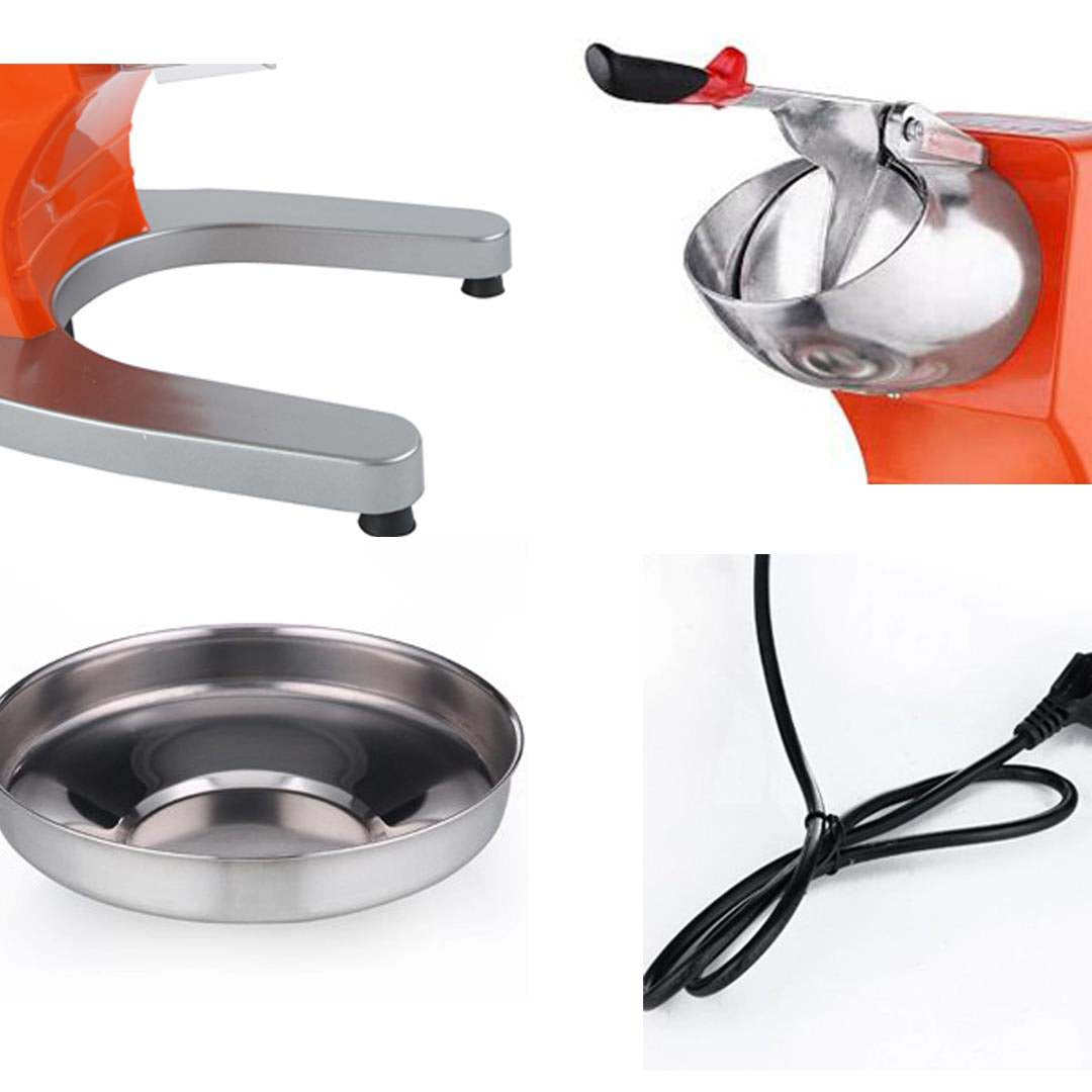 Soga Ice Shaver Electric Stainless Steel Ice Crusher Slicer Machine Commercial Orange