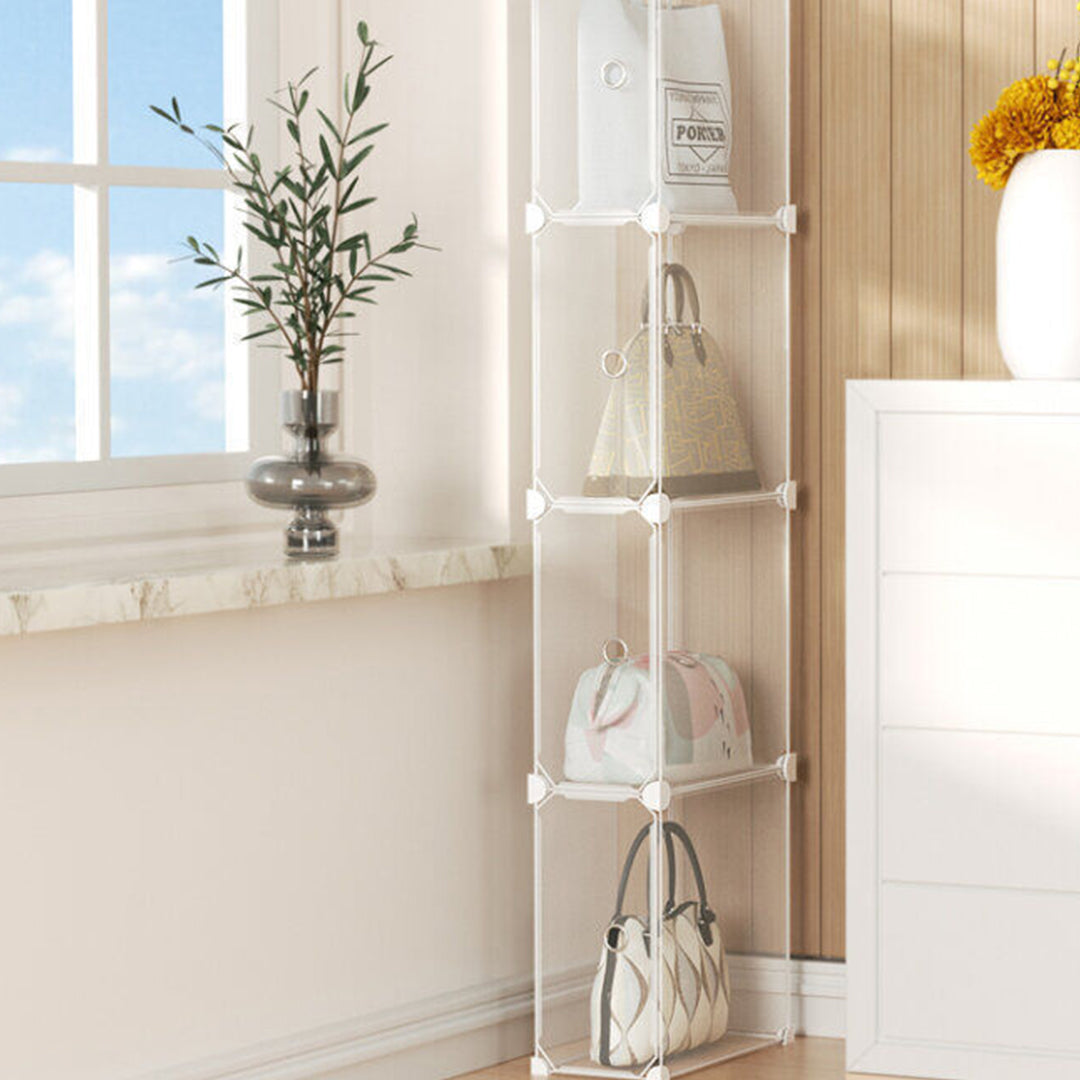 1 Tier Multifunctional PP Plastic Bag Box Portable Cubby DIY Storage Shelves Stackable Handbag Purse Organiser