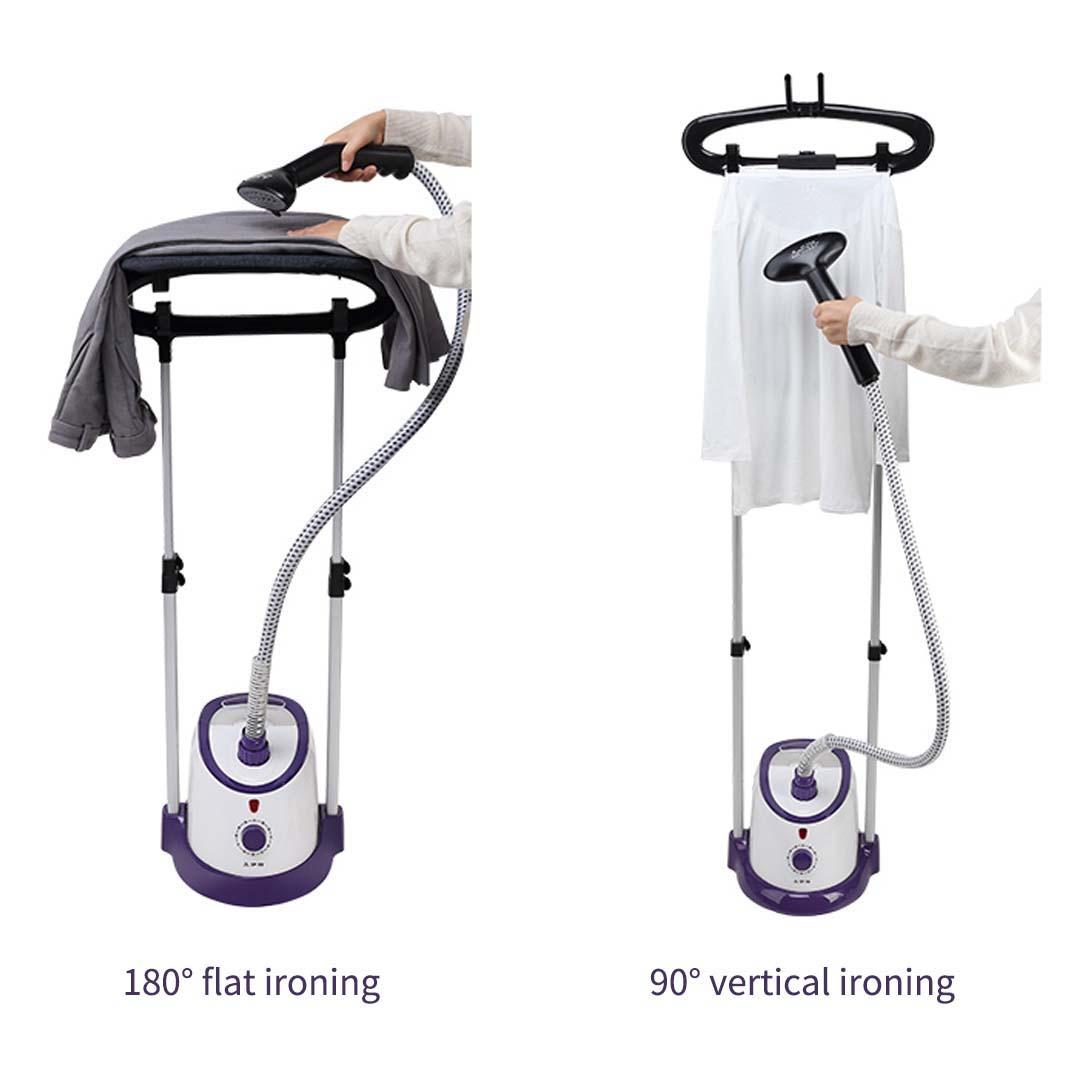 2X Garment Steamer Vertical Twin Pole Clothes 1700ml 1800w Professional Steaming Kit Purple