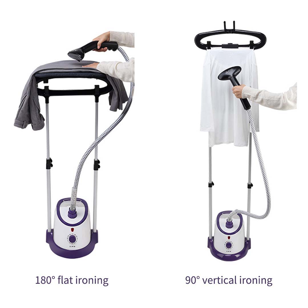 2X Garment Steamer Vertical Twin Pole Clothes 1700ml 1800w Professional Steaming Kit Purple