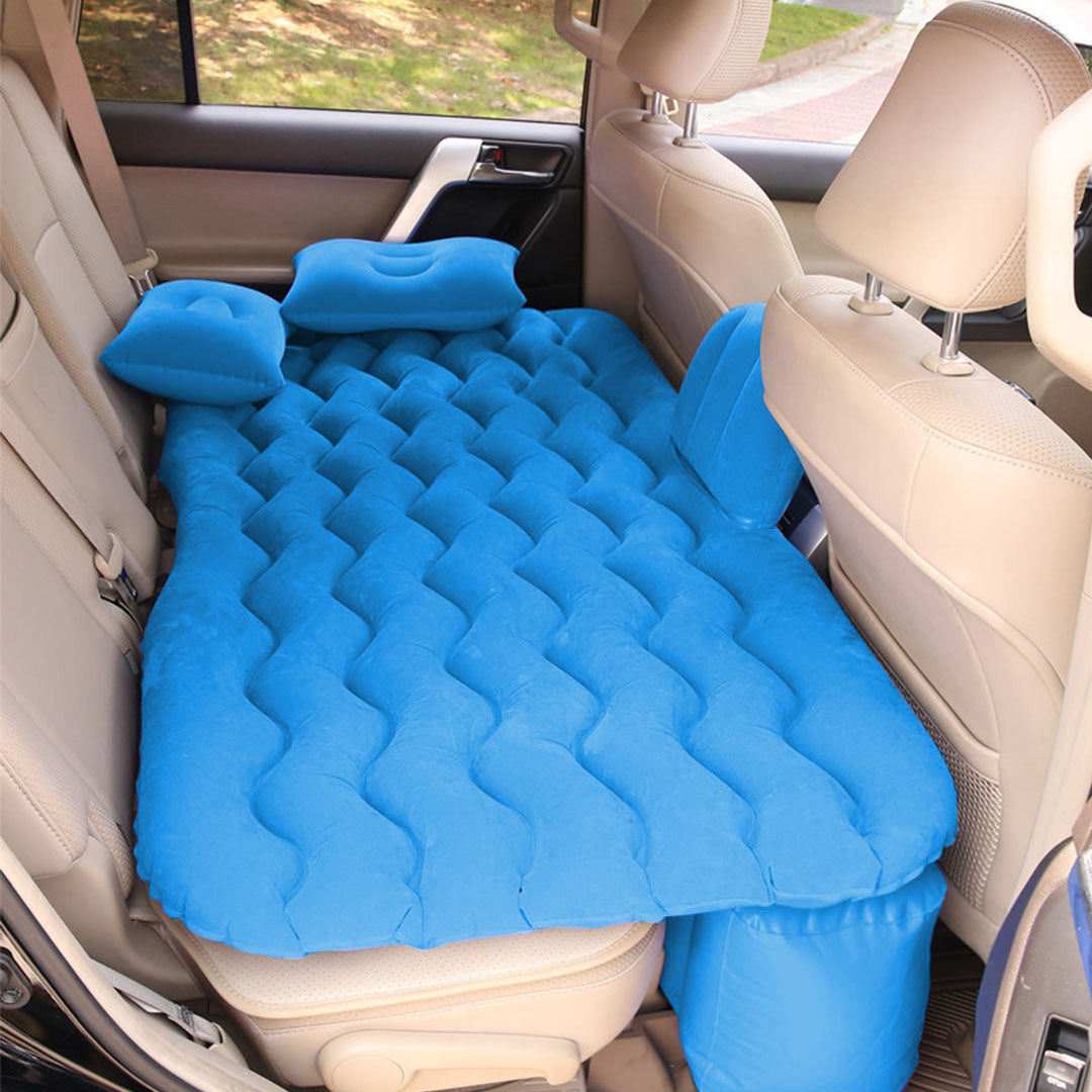 2X Blue Ripple Inflatable Car Mattress Portable Camping Air Bed Travel Sleeping Kit Essentials