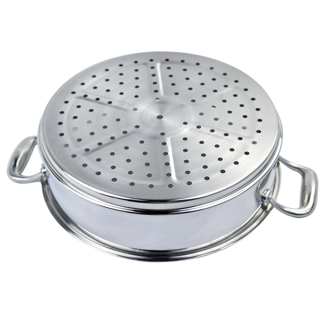 Soga 3 Tier 32cm Heavy Duty Stainless Steel Food Steamer Vegetable Pot Stackable Pan Insert With Glass Lid