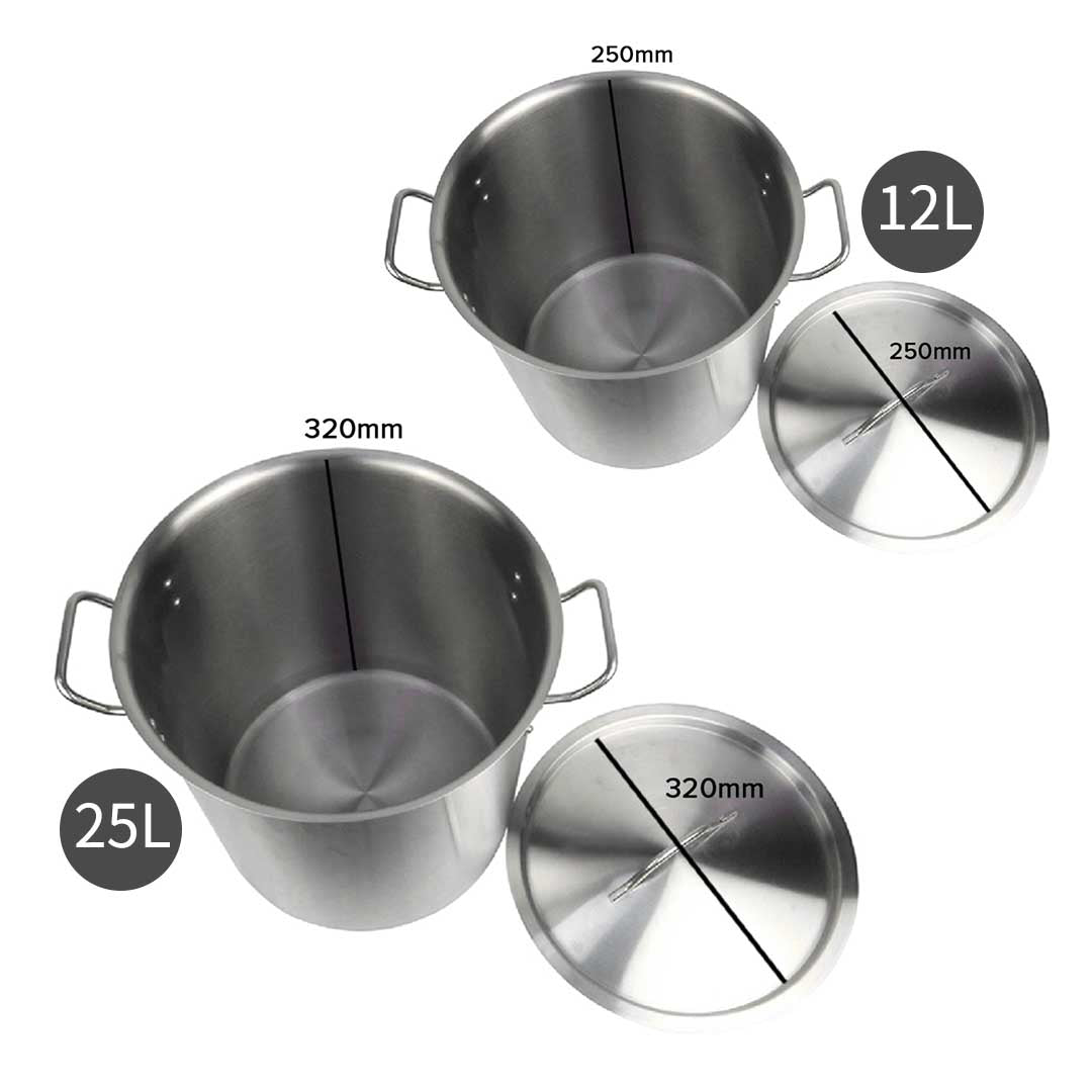 Soga Stock Pot 12 L 25 L Top Grade Thick Stainless Steel Stockpot 18/10