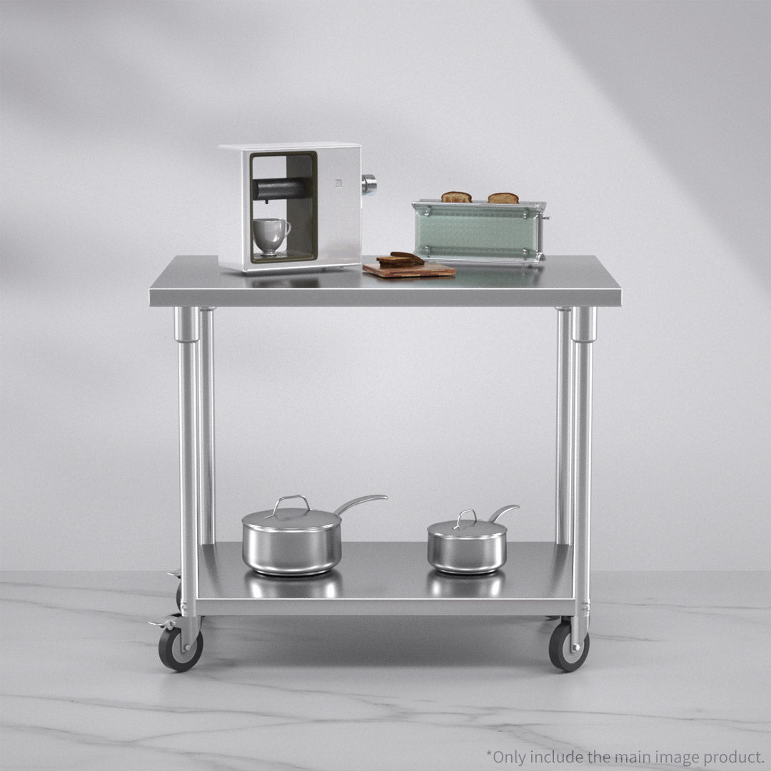 100cm Commercial Catering Kitchen Stainless Steel Prep Work Bench Table with Wheels