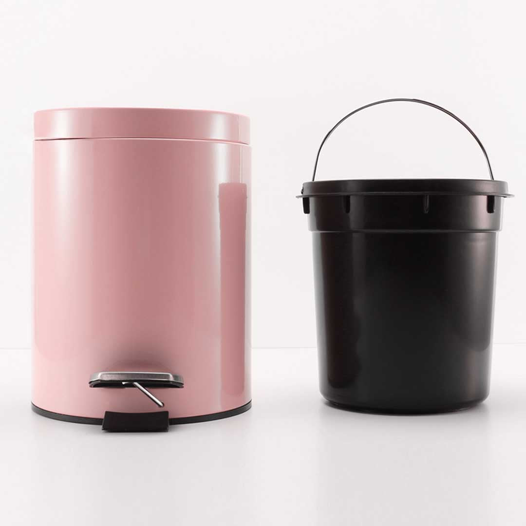 Soga 2 X 12 L Foot Pedal Stainless Steel Rubbish Recycling Garbage Waste Trash Bin Round Pink