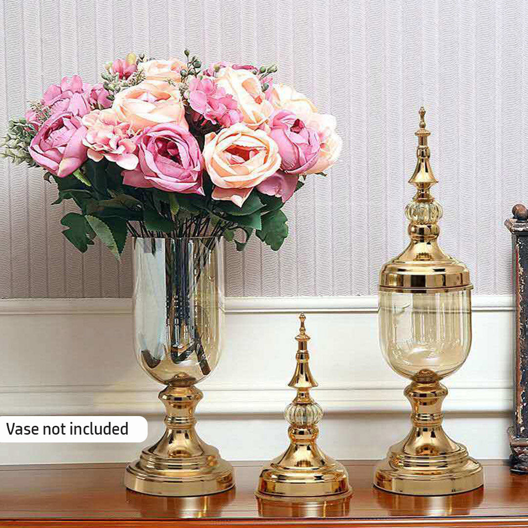 Soga 3pcs Artificial Silk With 15 Heads Flower Fake Rose Bouquet Table Decor Pink