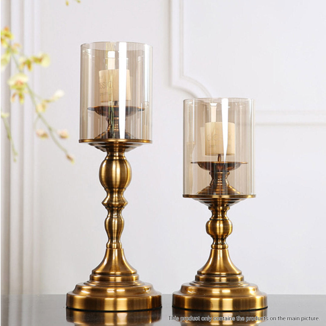 Soga 42cm Gold Nordic Deluxe Candlestick Candle Holder Stand Pillar Glass /Iron