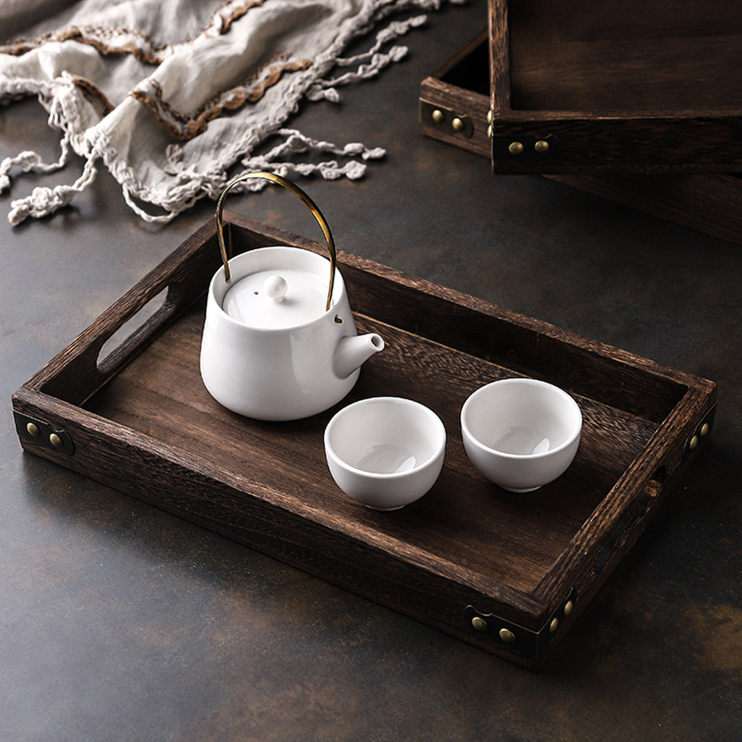 Soga 2 X Large Walnut Rectangle Wooden Tray Breakfast Dinner Serving Board Tea Set Holder Kitchen Home Decor