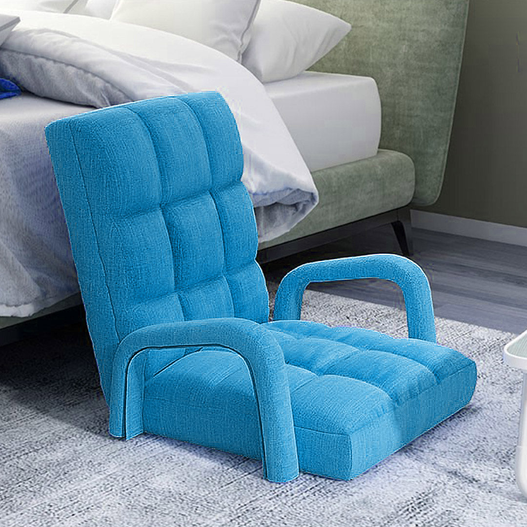 Soga 2 X Foldable Lounge Cushion Adjustable Floor Lazy Recliner Chair With Armrest Blue