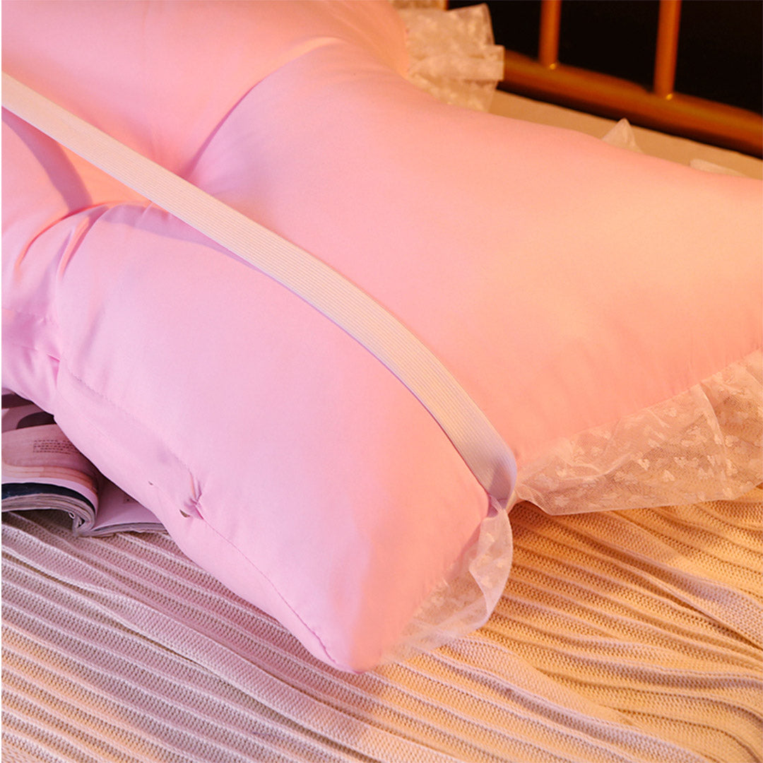 Soga 2 X 150cm Pink Princess Bed Pillow Headboard Backrest Bedside Tatami Sofa Cushion With Ruffle Lace Home Decor