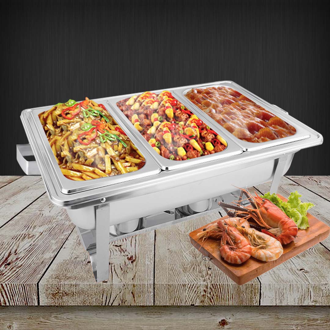 Soga 2 X 3 L Triple Tray Stainless Steel Chafing Food Warmer Catering Dish