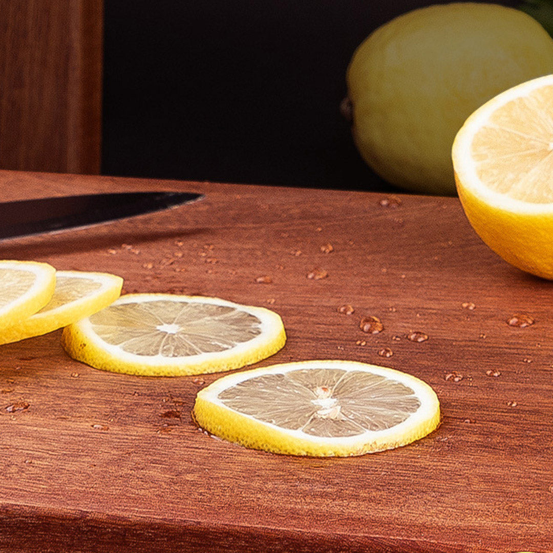 Soga 50cm Rectangular Wooden Ebony Butcher Block Non Slip Chopping Food Serving Tray Charcuterie Board