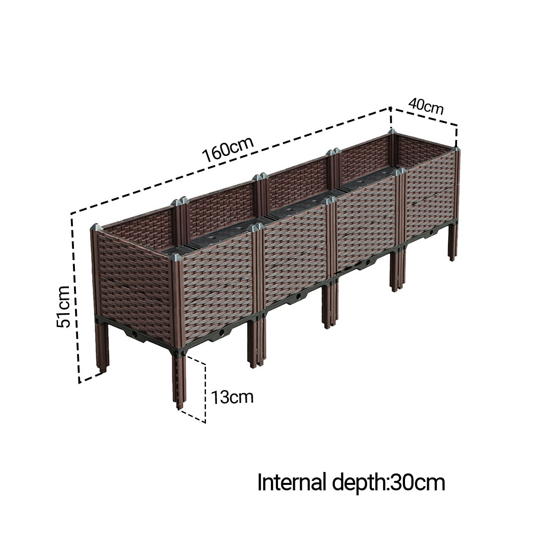 Soga 2 X 160cm Raised Planter Box Vegetable Herb Flower Outdoor Plastic Plants Garden Bed With Legs Deepen