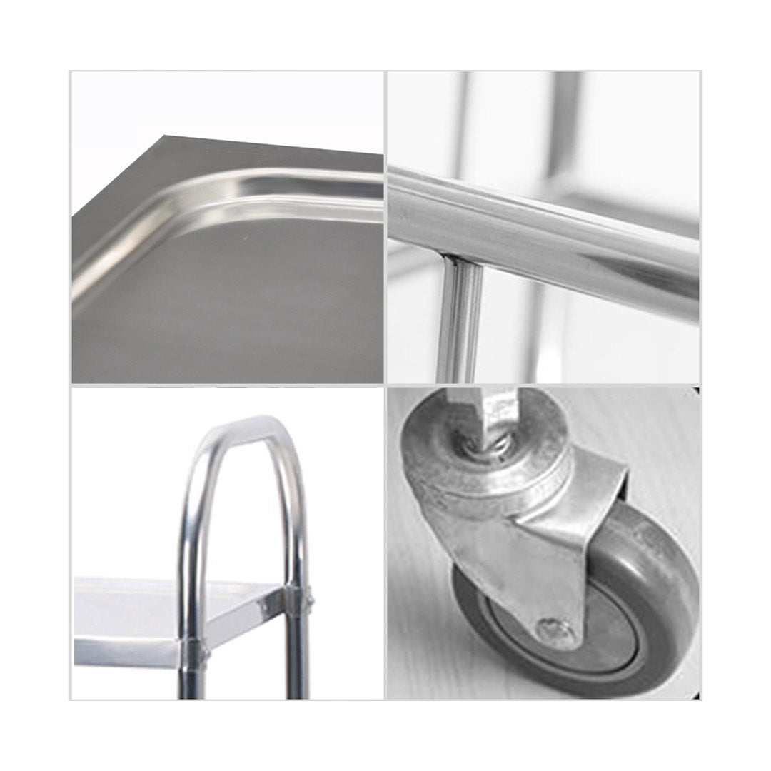 Soga 2 X 3 Tier 81x46x85cm Stainless Steel Kitchen Dinning Food Cart Trolley Utility Round Small