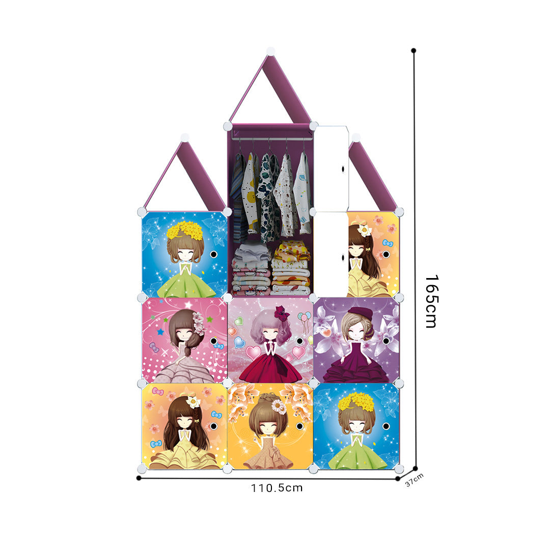 10 Cubes DIY Princess Design Portable Wardrobe Divide-Grid Modular Storage Organiser Foldable Closet
