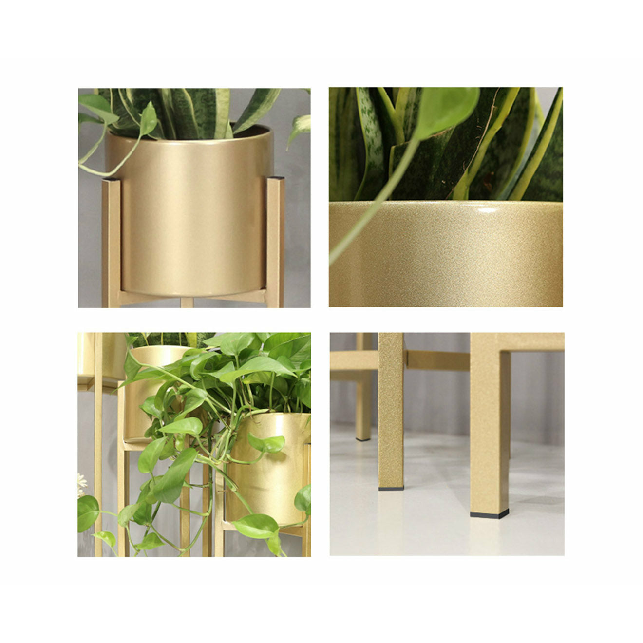Soga 4 X 30 Cm Gold Metal Plant Stand With Flower Pot Holder Corner Shelving Rack Indoor Display
