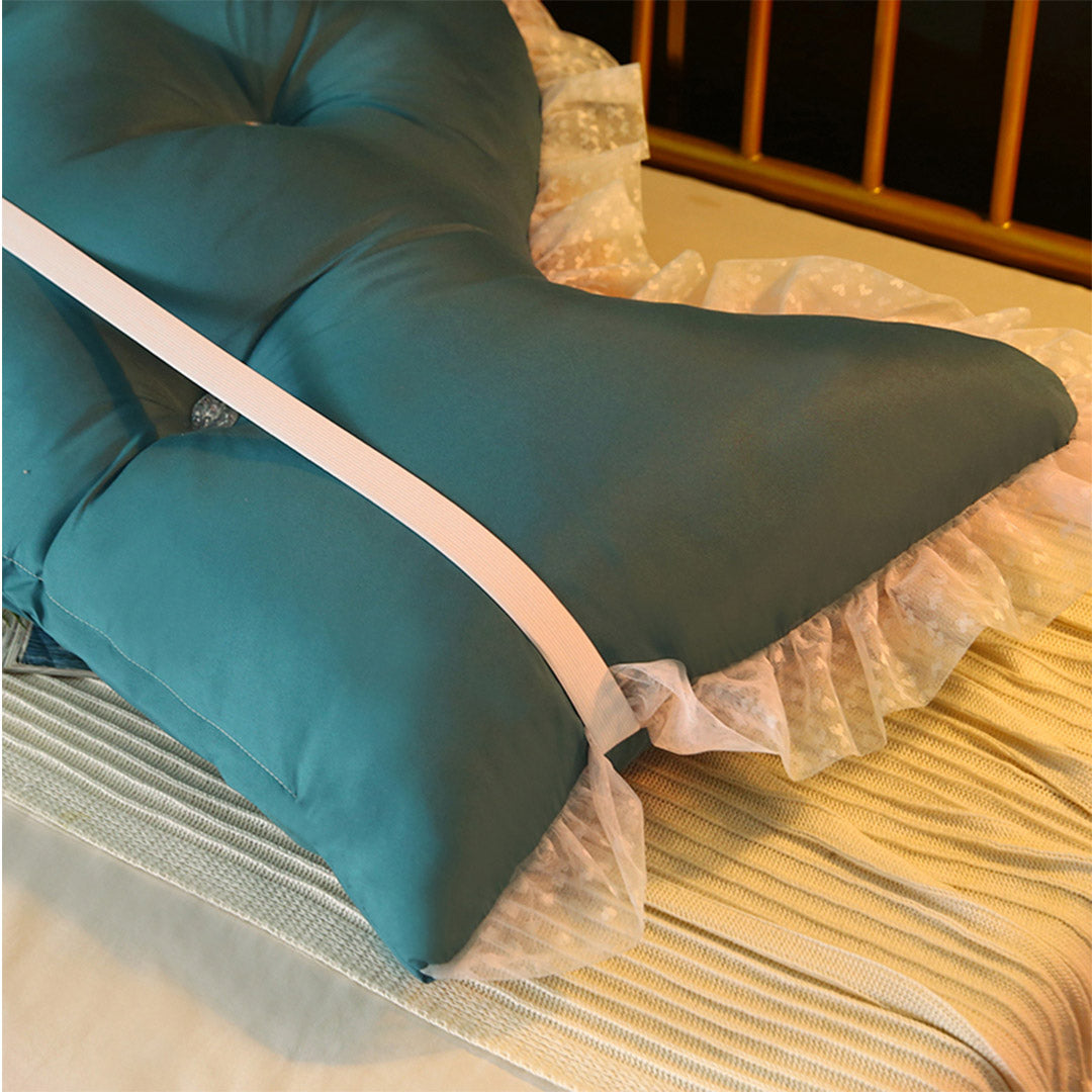 Soga 120cm Blue Green Princess Bed Pillow Headboard Backrest Bedside Tatami Sofa Cushion With Ruffle Lace Home Decor