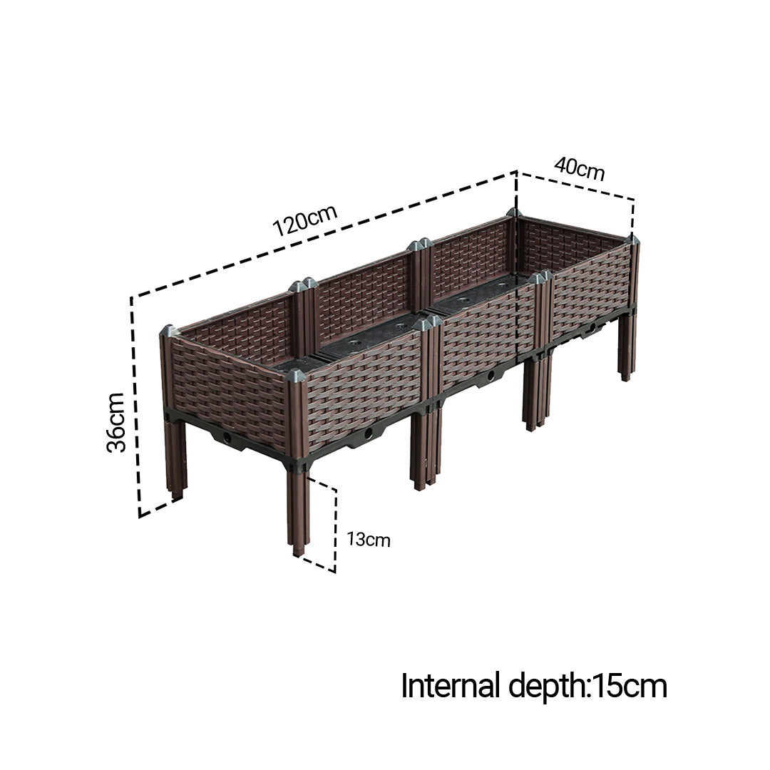 Soga 2 X 120cm Raised Planter Box Vegetable Herb Flower Outdoor Plastic Plants Garden Bed Deepen