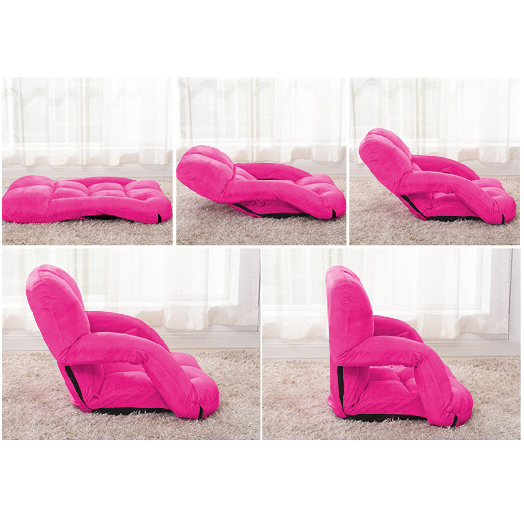 Soga 2 X Foldable Lounge Cushion Adjustable Floor Lazy Recliner Chair With Armrest Pink