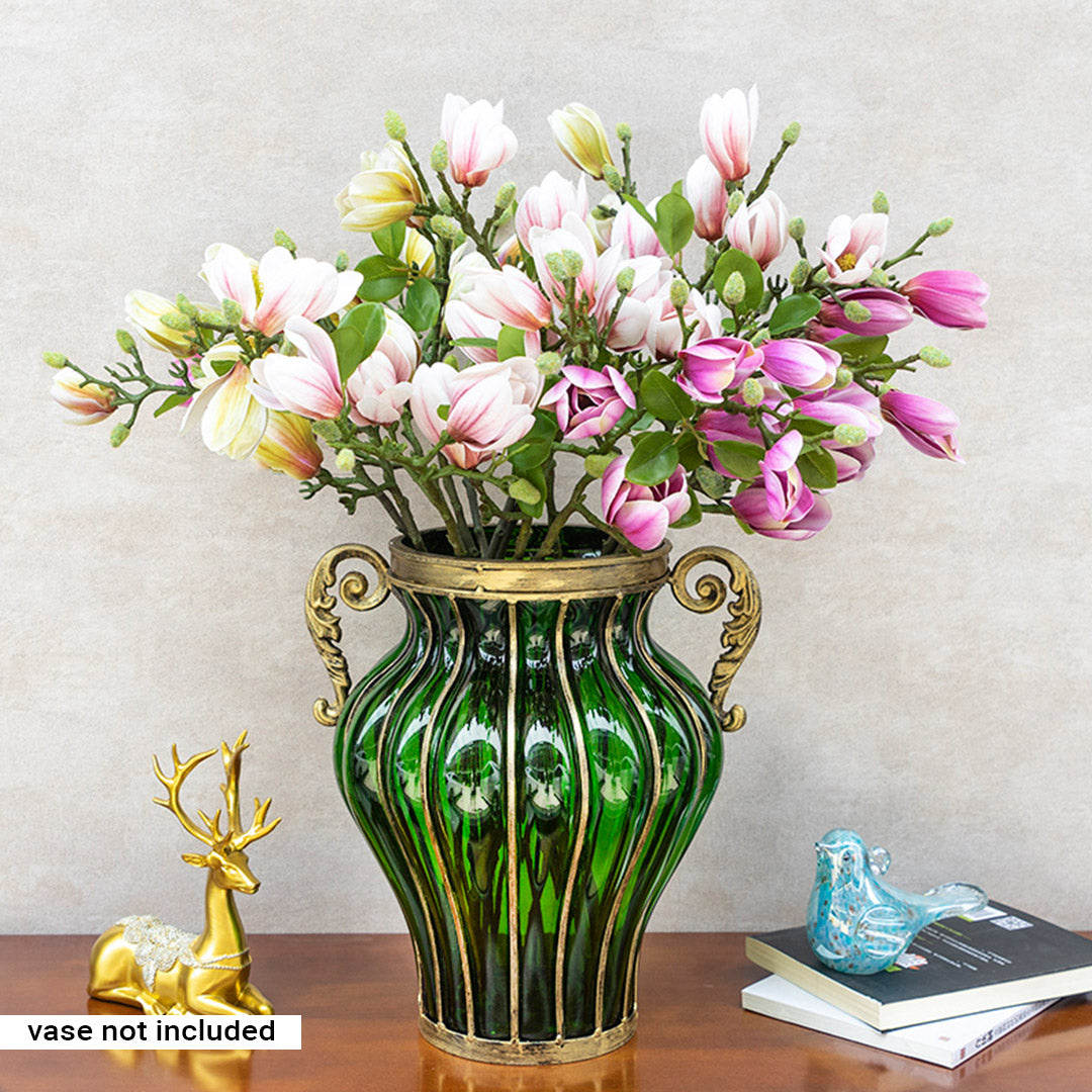 Soga 6 Bunch Artificial Silk Magnolia Denudata 4 Heads Flower Fake Bridal Bouquet Table Decor Purple