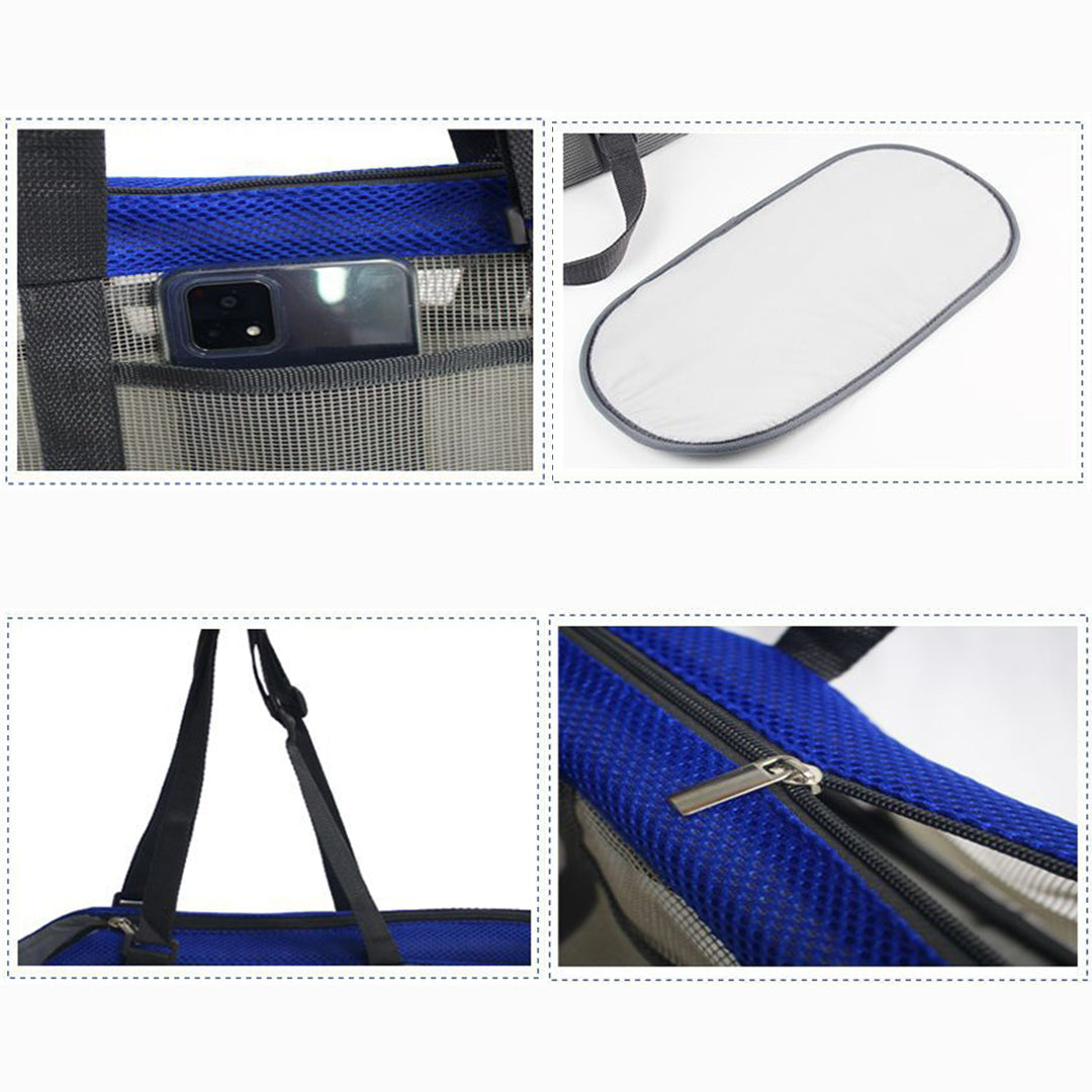 2X Grey Pet Carrier Bag Breathable Net Mesh Tote Pouch Dog Cat Travel Essentials