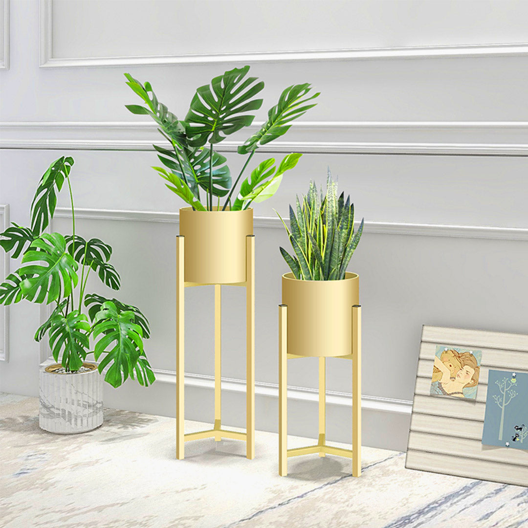 Soga 4 X 75cm Gold Metal Plant Stand With Flower Pot Holder Corner Shelving Rack Indoor Display