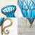 67cm Blue Glass Tall Floor Vase and 12pcs Pink Artificial Fake Flower Set