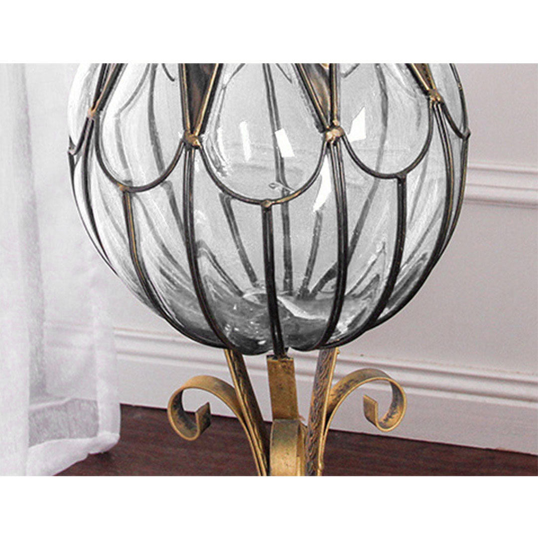 85cm Clear Glass Tall Floor Vase with 12pcs Pink Artificial Fake Flower Set