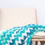 220cm Blue Zigzag Striped Throw Blanket Acrylic Wave Knitted Fringed Woven Cover Couch Bed Sofa Home Decor