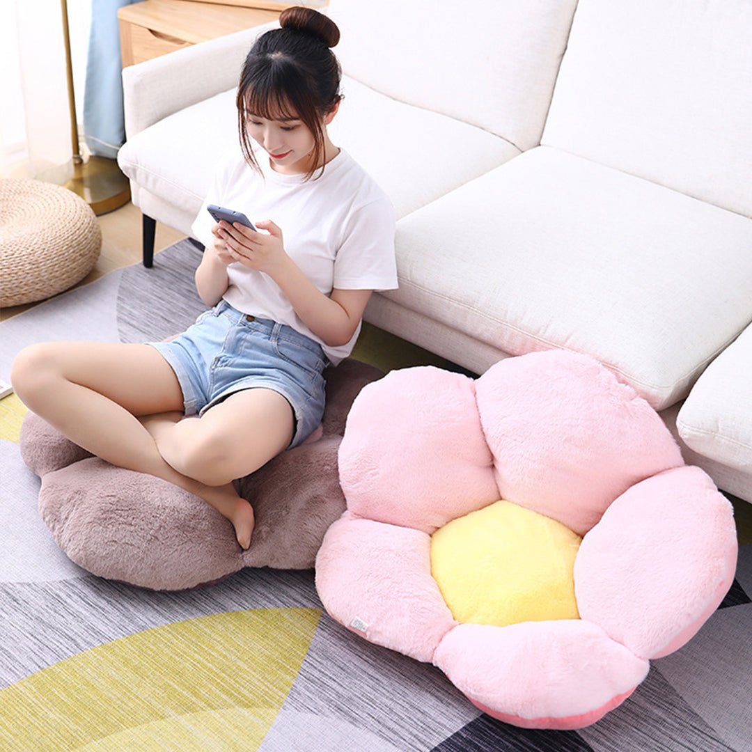 Pink Whimsical Big Flower Shape Cushion Soft Leaning Bedside Pad Floor Plush Pillow Home Decor