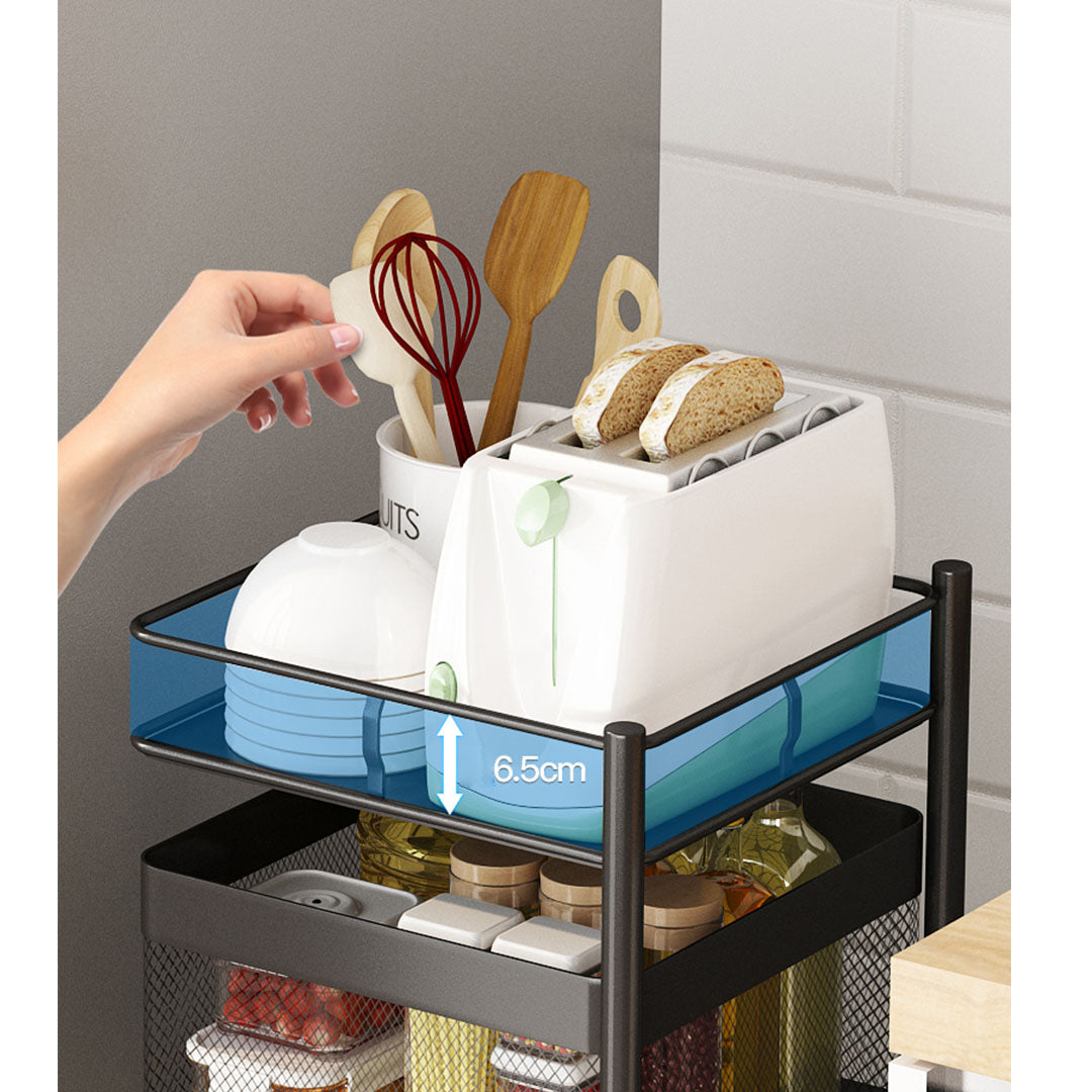Soga 4 Tier Steel Square Rotating Kitchen Cart Multi Functional Shelves Portable Storage Organizer With Wheels