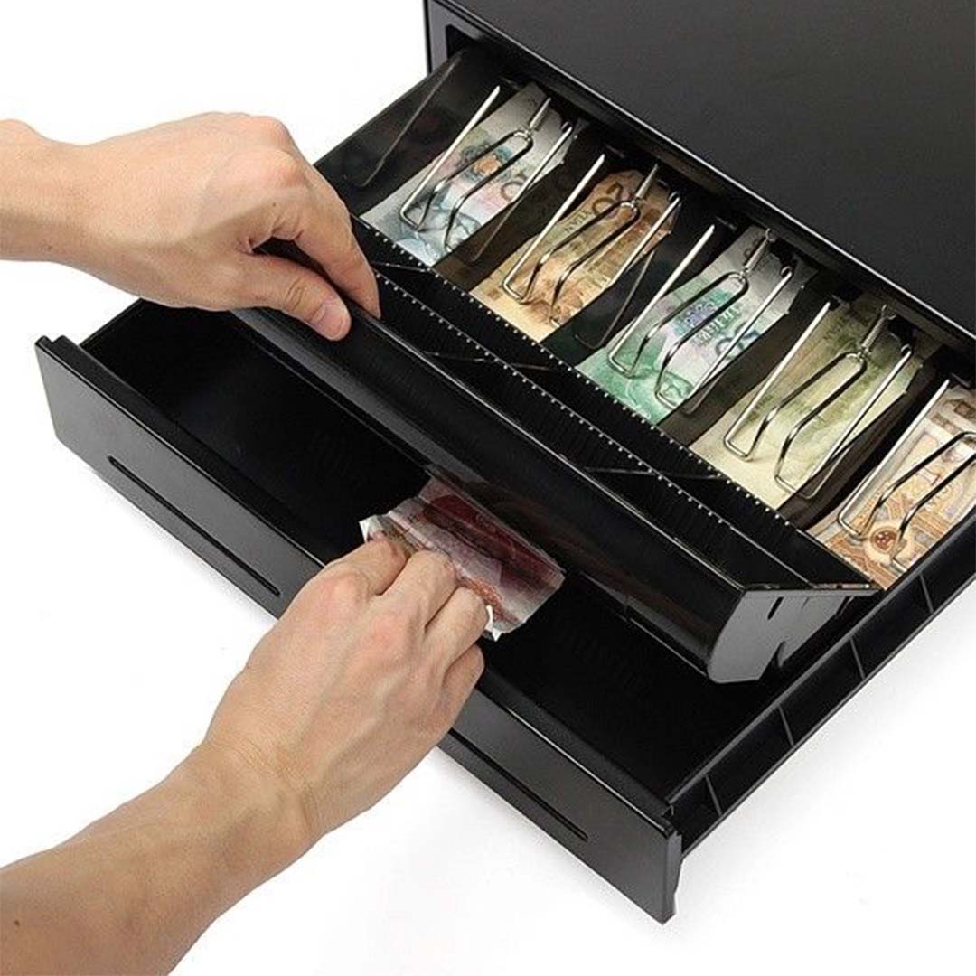 Soga 2 X 4 Bills 8 Coins Cash Tray With Lockable Lid Heavy Duty Spare Cash Tray Black