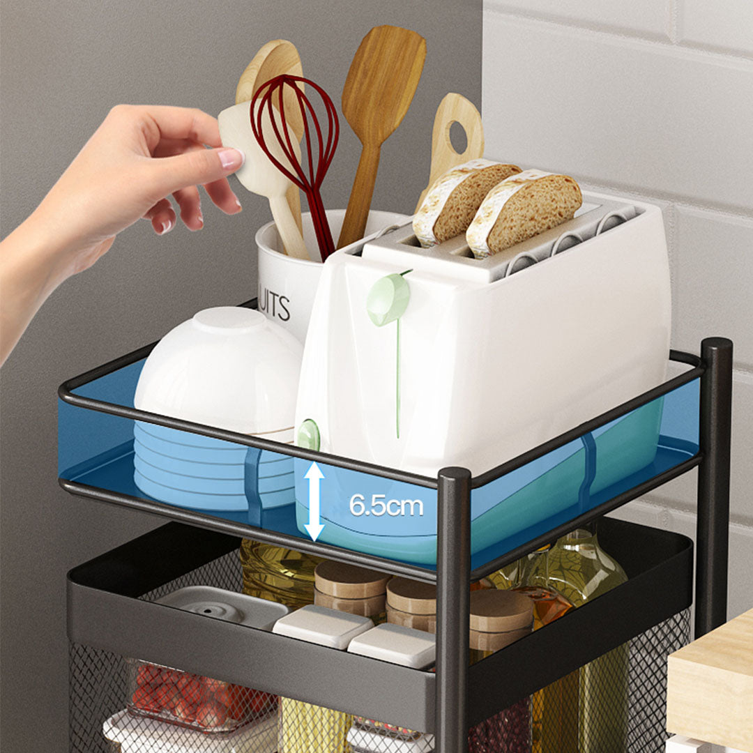 Soga 2 X 5 Tier Steel Square Rotating Kitchen Cart Multi Functional Shelves Portable Storage Organizer With Wheels