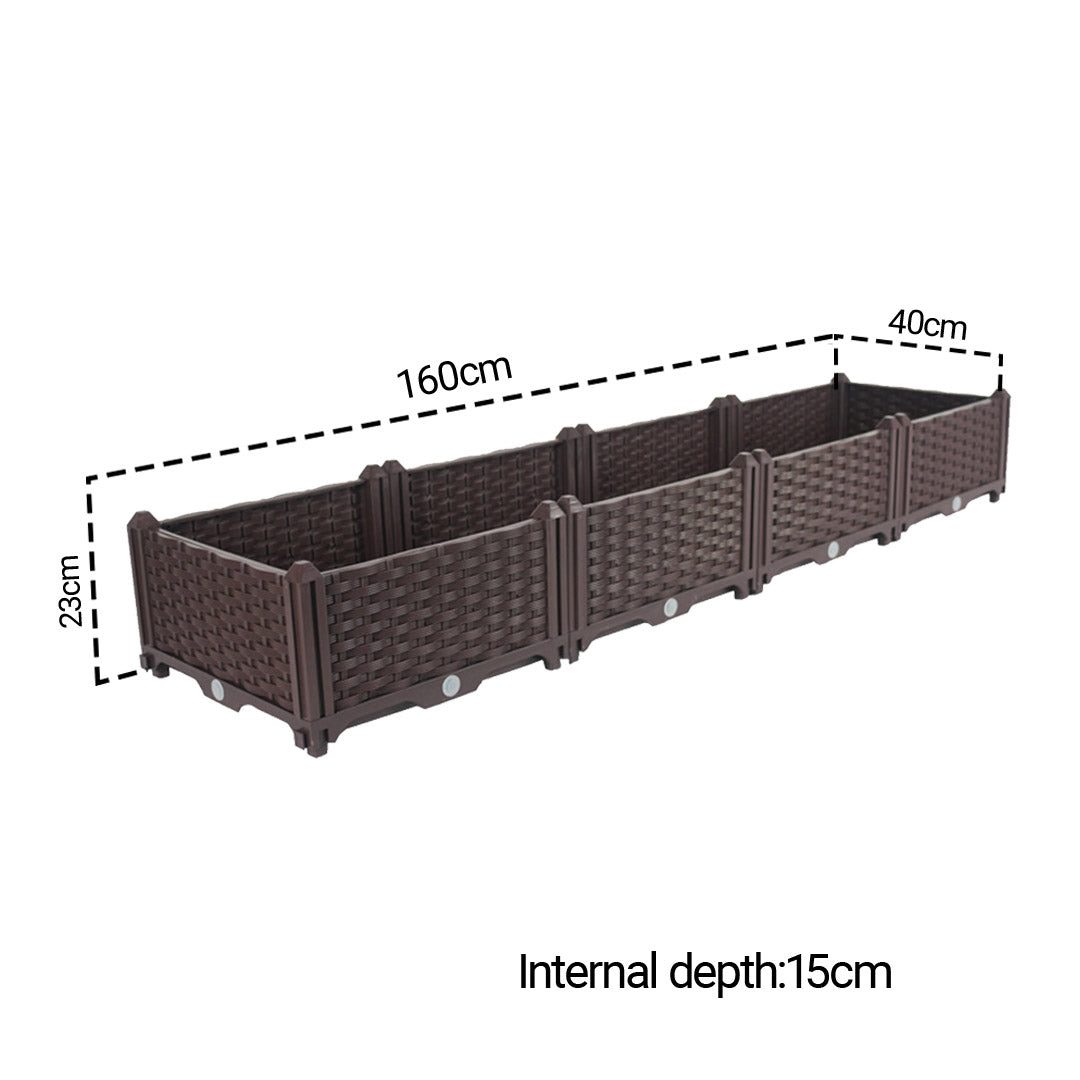 Soga 2 X 160cm Raised Planter Box Vegetable Herb Flower Outdoor Plastic Plants Garden Bed