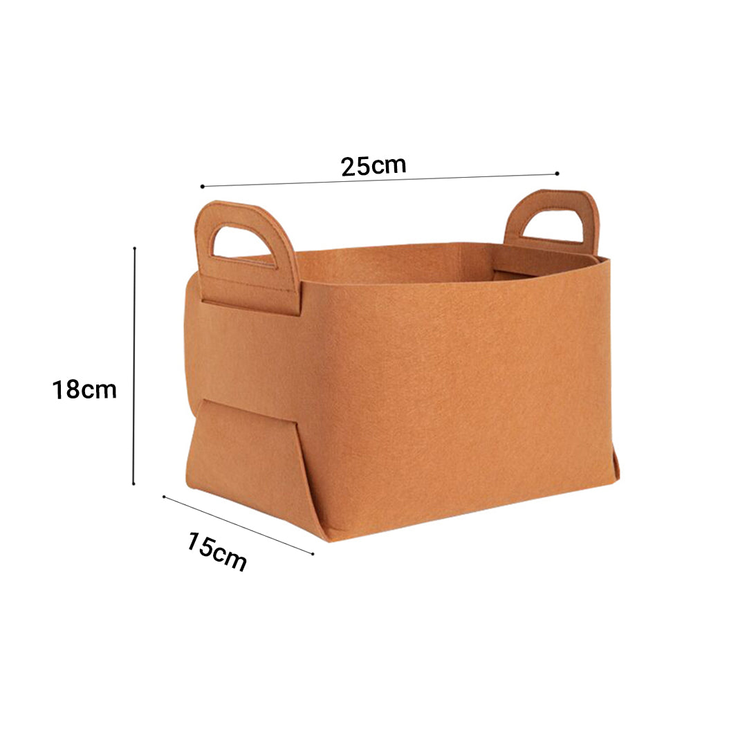 4X Medium Coffee Foldable Felt Storage Portable Collapsible Bag Home Office Foldable Organiser with Carry Handles