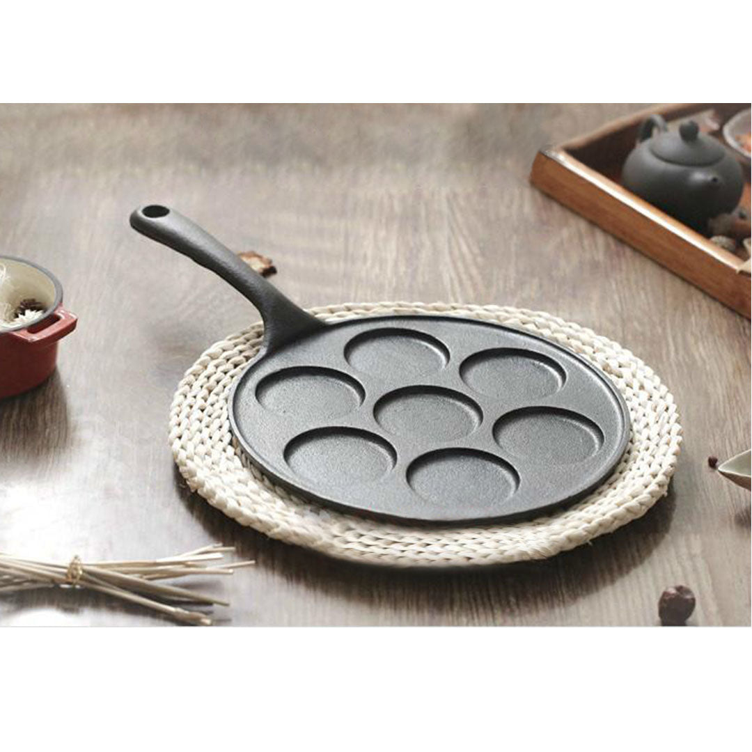 Soga 23cm Cast Iron Takoyaki Fry Pan Octopus Balls Maker 7 Hole Cavities Grill Mold