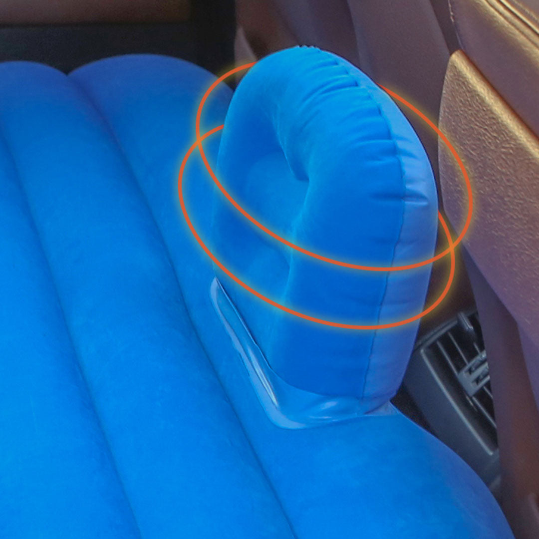 Blue Stripe Inflatable Car Mattress Portable Camping Rest Air Bed Travel Compact Sleeping Kit Essentials