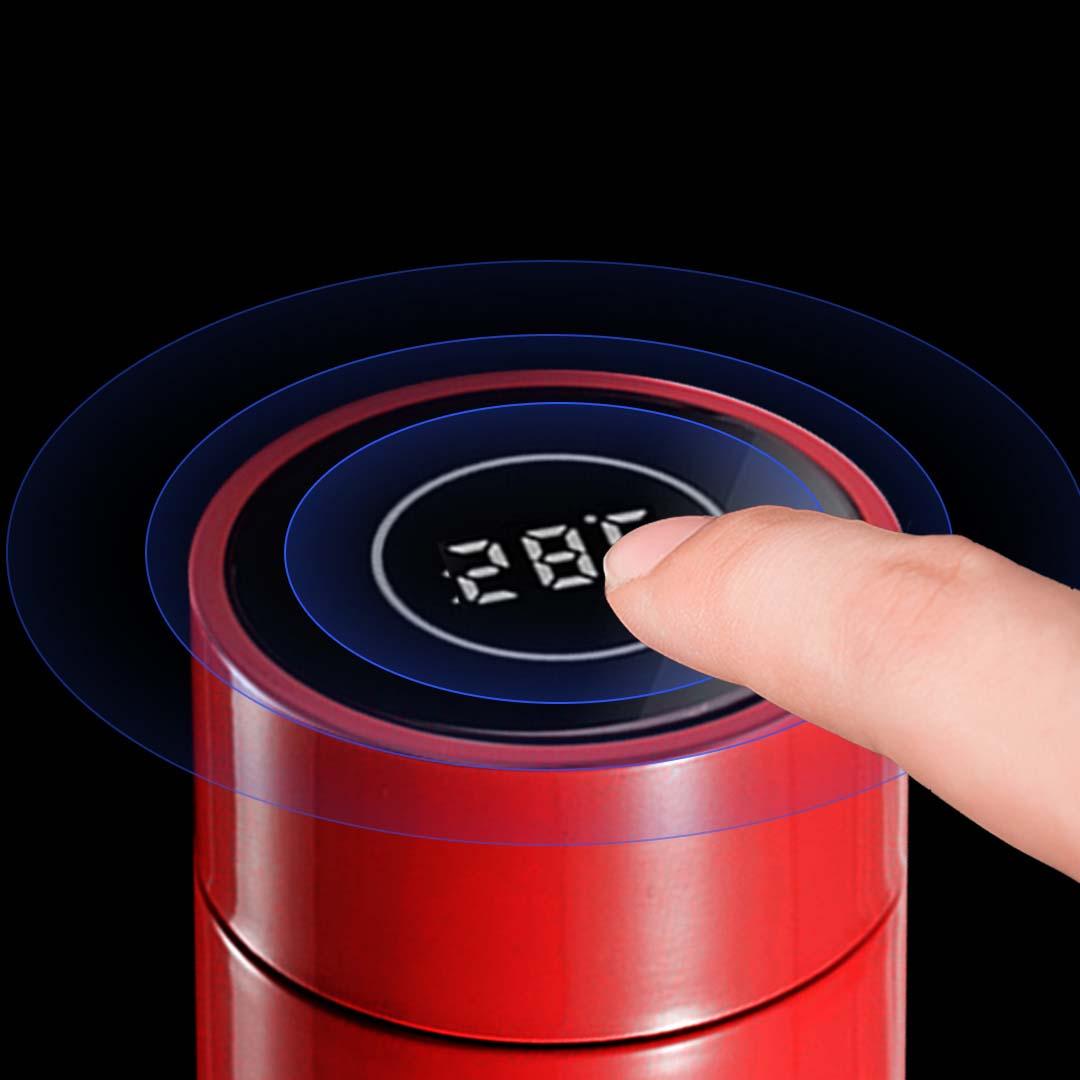 Soga 2 X 500 Ml Stainless Steel Smart Lcd Thermometer Display Bottle Vacuum Flask Thermos Red